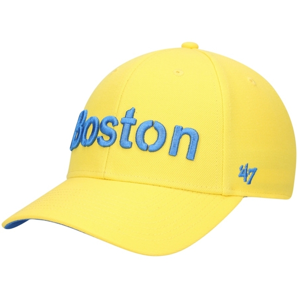 Boston Red Sox '47 Brand City Connect Mens MVP Snapback Yellow Hat - Picture 2 of 3